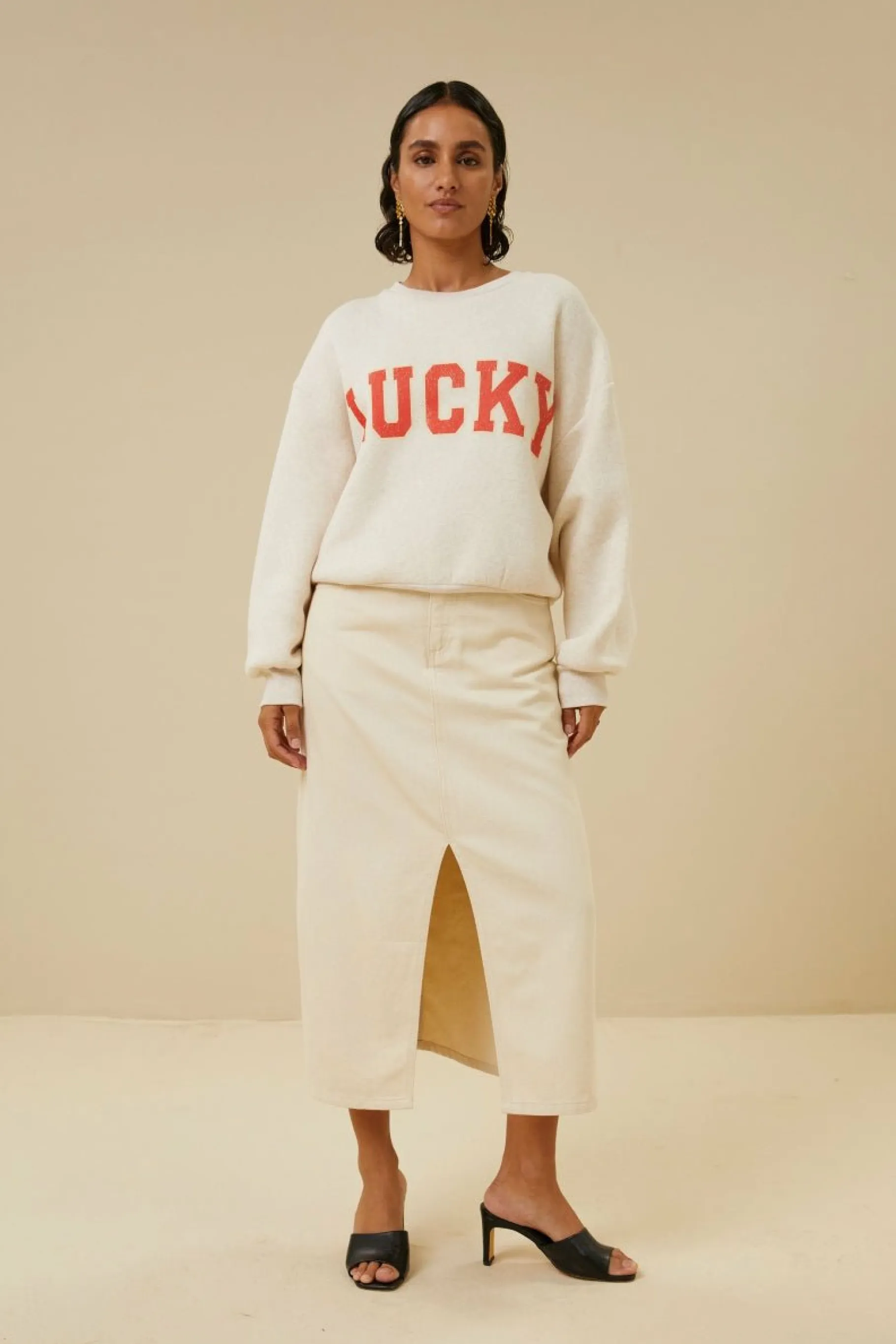 By bar Truien<Bibi Lucky Vintage Sweater Oyster-Melee